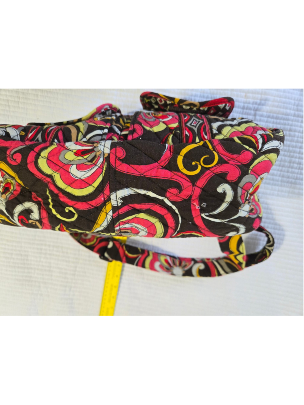 Women's Vera Bradley Large Shoulder Bag Floral Quilted Retired Puccini Swirl - Picture 7 of 8